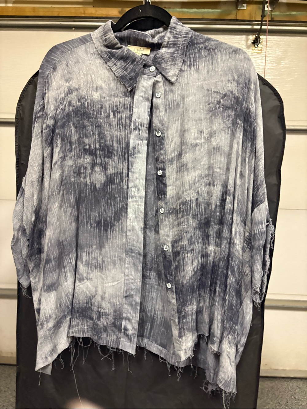 La Miel Washed Indigo Tie-Dye Button-Up Shirt - Unbranded